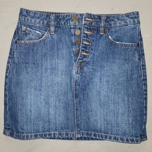 Volcom Blue Denim Button Fly Mini Skirt